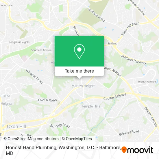 Honest Hand Plumbing map