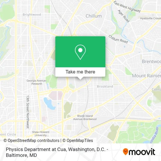 Physics Department at Cua map