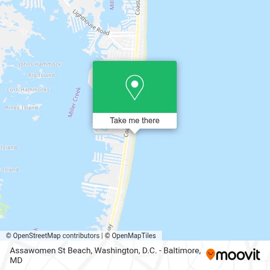 Assawomen St Beach map