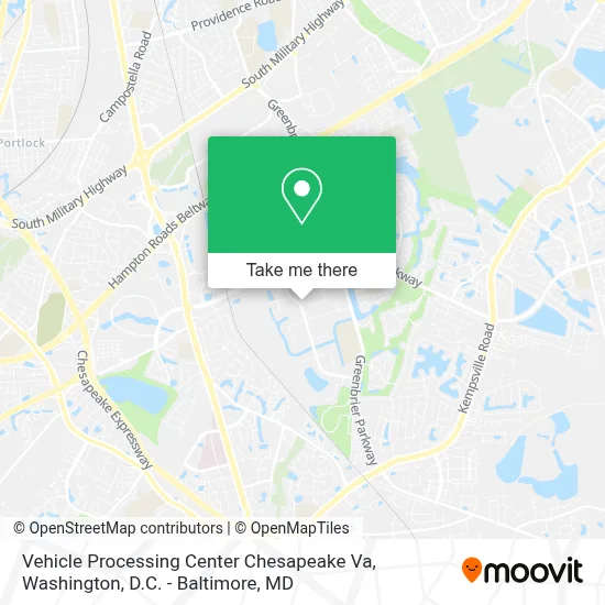 Vehicle Processing Center Chesapeake Va map