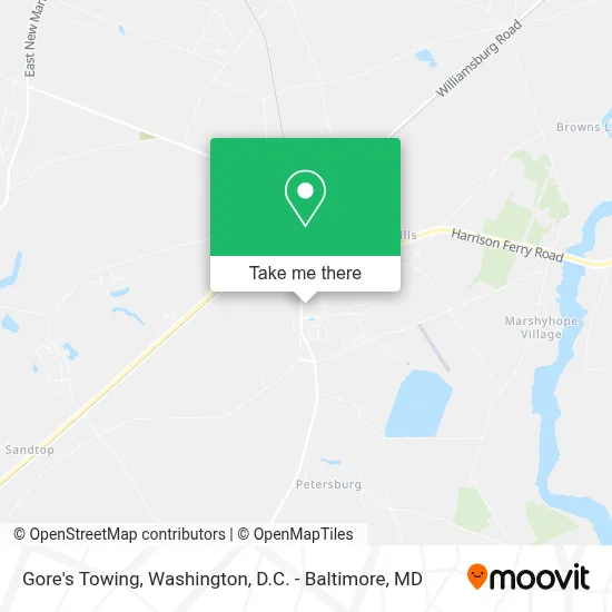 Gore's Towing map