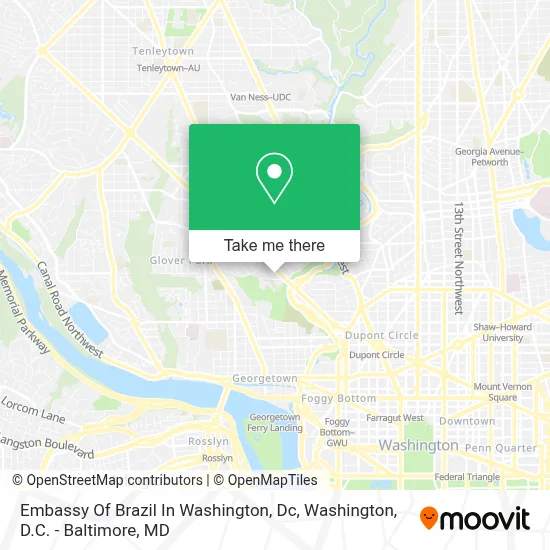 Embassy Of Brazil In Washington, Dc map