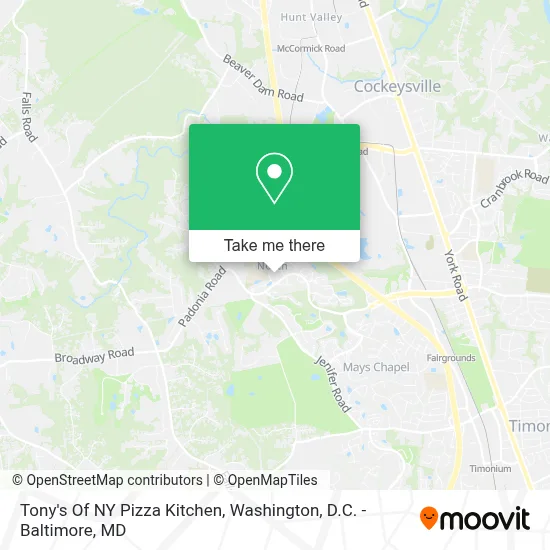 Tony's Of NY Pizza Kitchen map