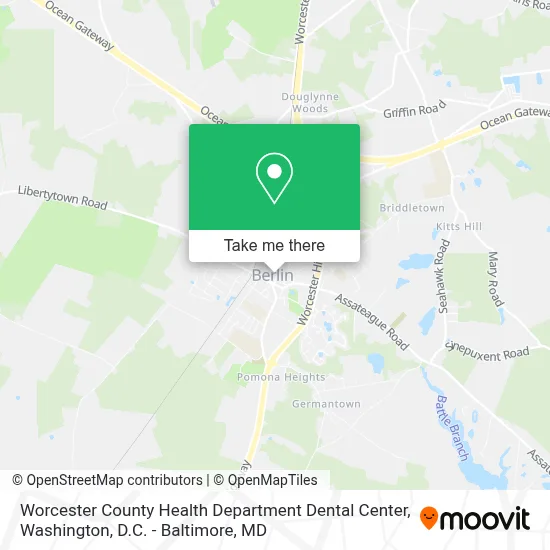 Worcester County Health Department Dental Center map