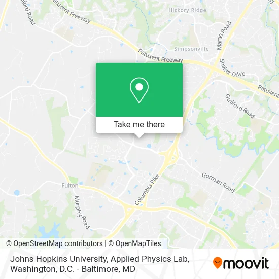 Johns Hopkins University, Applied Physics Lab map