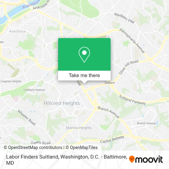 Labor Finders Suitland map