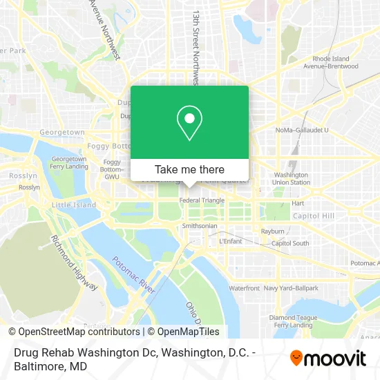 Drug Rehab Washington Dc map