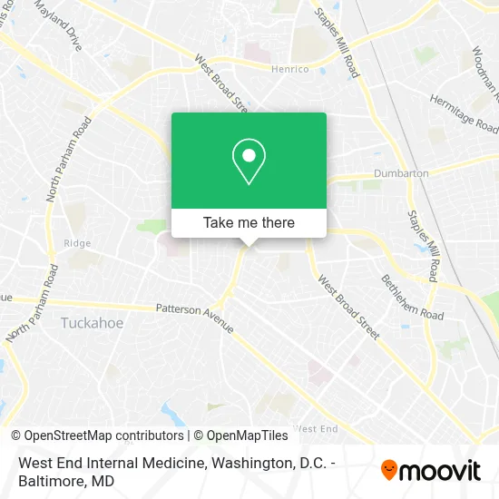 West End Internal Medicine map
