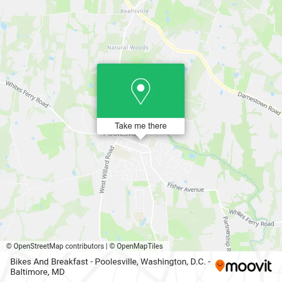 Bikes And Breakfast - Poolesville map