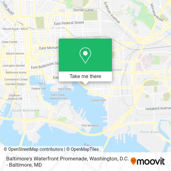 Baltimore's Waterfront Promenade map