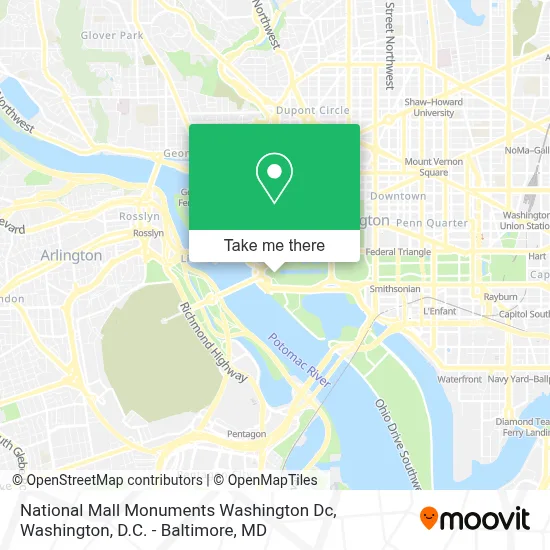 National Mall Monuments Washington Dc map