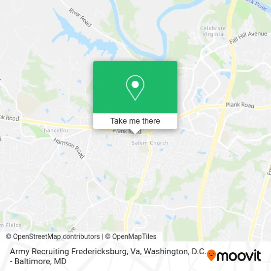 Army Recruiting Fredericksburg, Va map