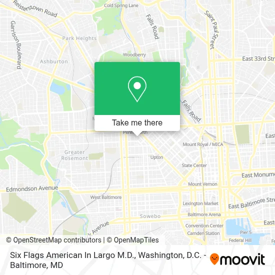Six Flags American In Largo M.D. map