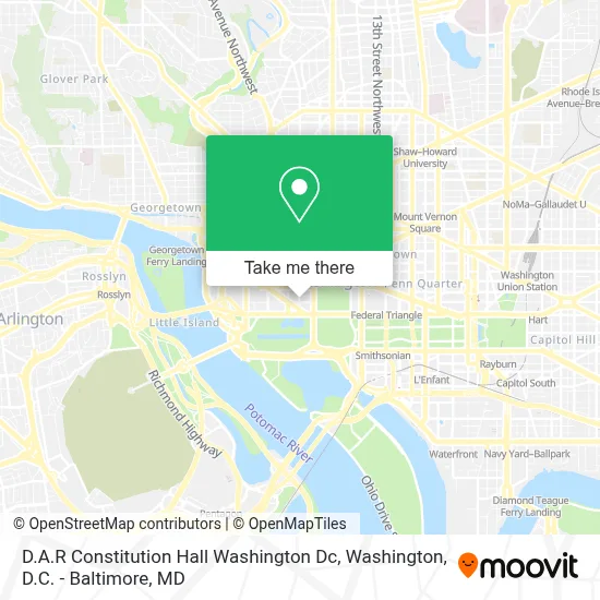 D.A.R Constitution Hall Washington Dc map