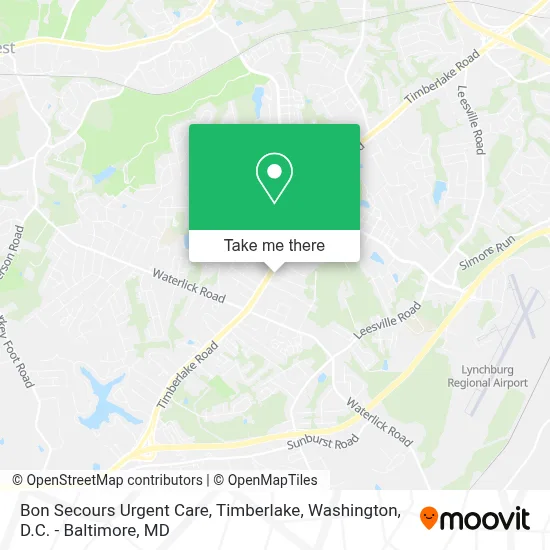 Bon Secours Urgent Care, Timberlake map