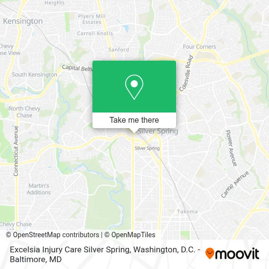 Excelsia Injury Care Silver Spring map