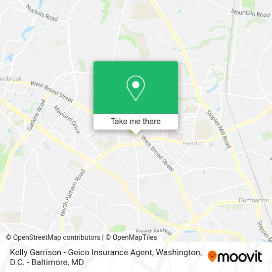 Kelly Garrison - Geico Insurance Agent map