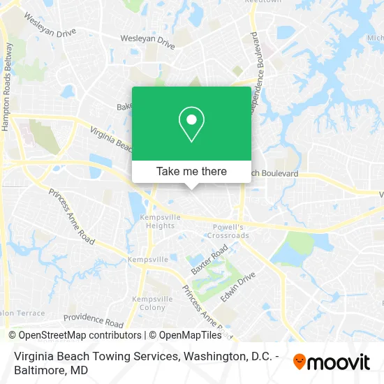 Virginia Beach Towing Services map