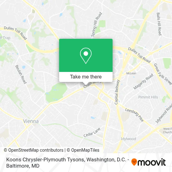Koons Chrysler-Plymouth Tysons map