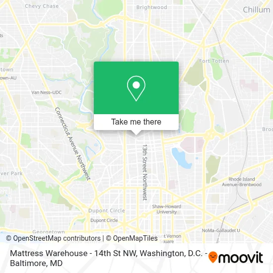 Mattress Warehouse - 14th St NW map