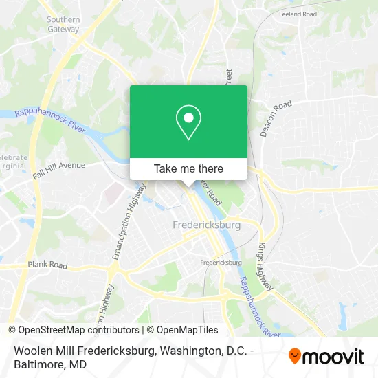 Woolen Mill Fredericksburg map