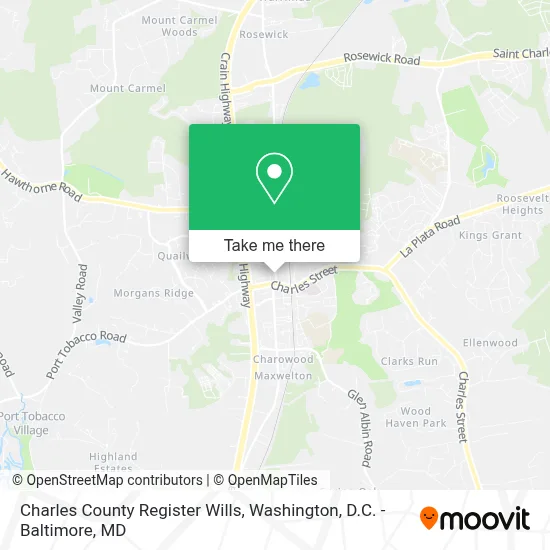 Charles County Register Wills map