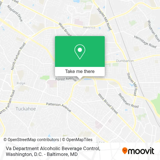 Va Department Alcoholic Beverage Control map