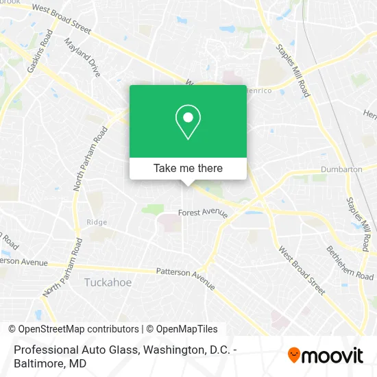 Professional Auto Glass map