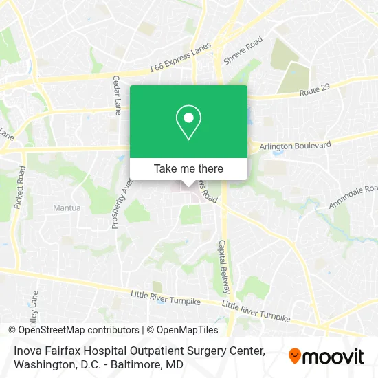 Inova Fairfax Hospital Outpatient Surgery Center map