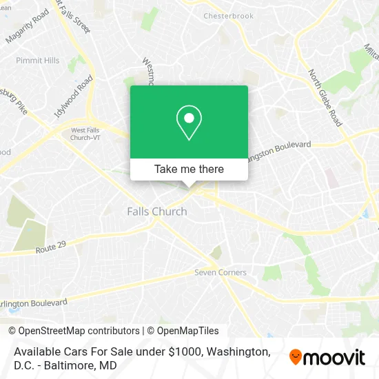 Available Cars For Sale under $1000 map