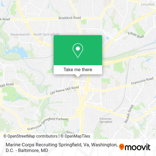 Marine Corps Recruiting Springfield, Va map