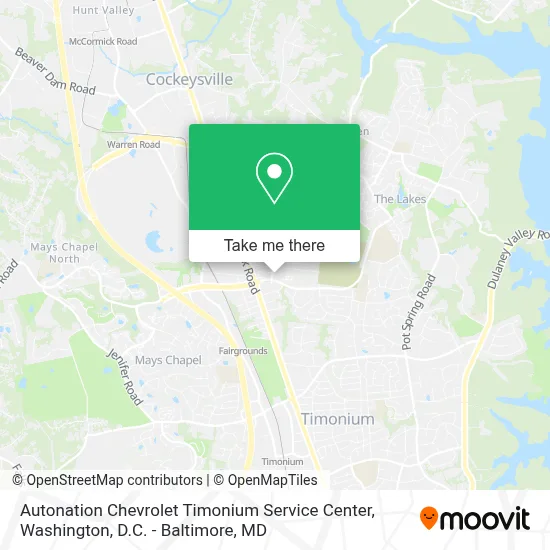 Autonation Chevrolet Timonium Service Center map
