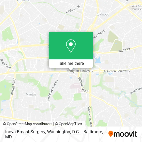 Inova Breast Surgery map