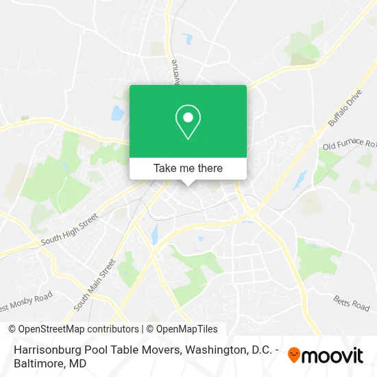 Harrisonburg Pool Table Movers map