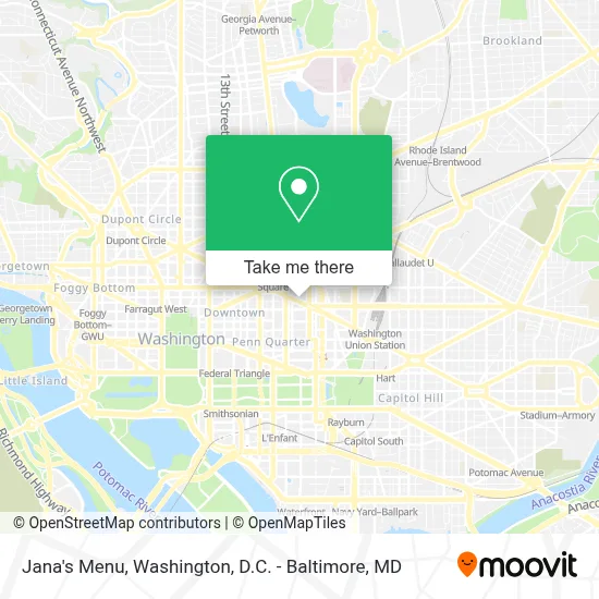 Jana's Menu map