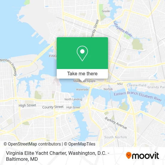 Virginia Elite Yacht Charter map
