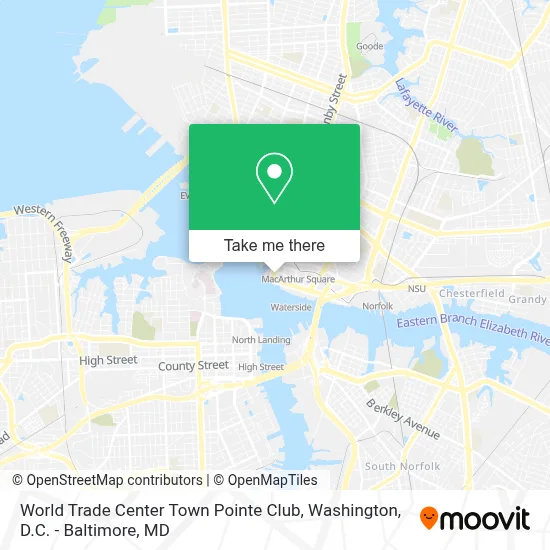 World Trade Center Town Pointe Club map