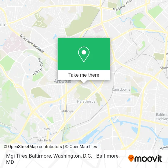 Mgi Tires Baltimore map