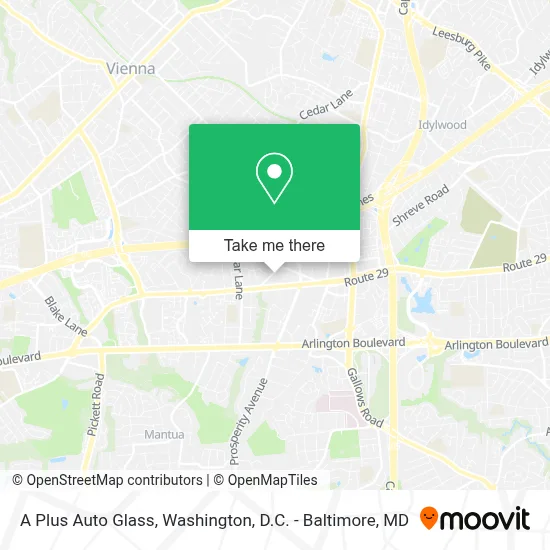 A Plus Auto Glass map