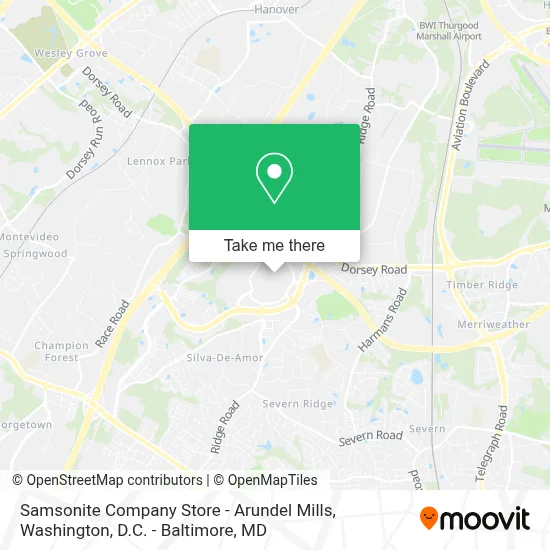 Samsonite Company Store - Arundel Mills map