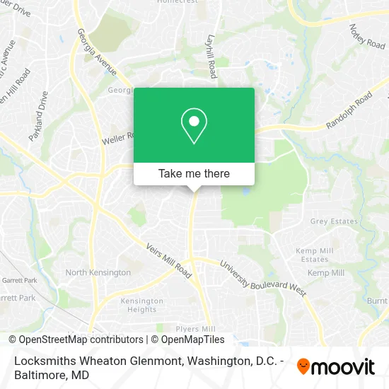 Locksmiths Wheaton Glenmont map