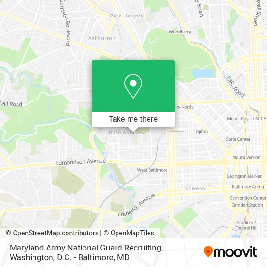Maryland Army National Guard Recruiting map
