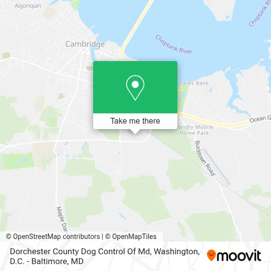 Dorchester County Dog Control Of Md map