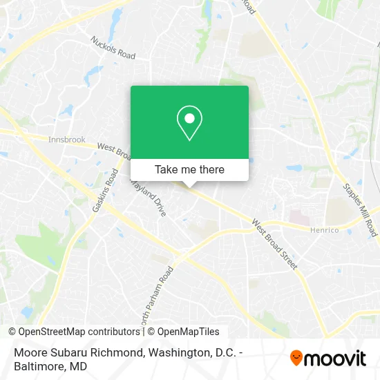 Moore Subaru Richmond map