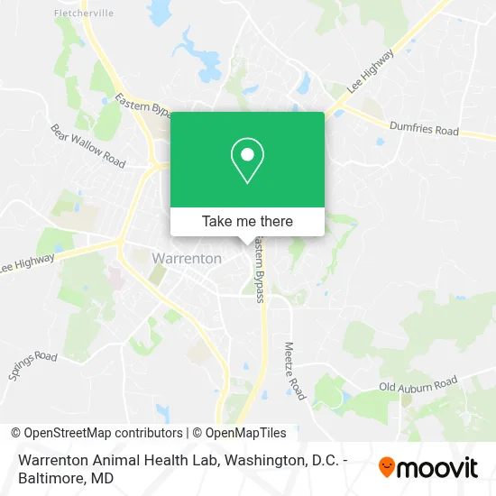 Warrenton Animal Health Lab map