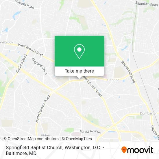 Springfield Baptist Church map