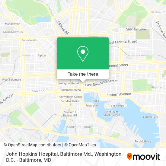 John Hopkins Hospital, Baltimore Md. map