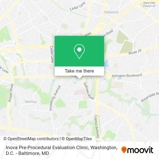 Inova Pre-Procedural Evaluation Clinic map