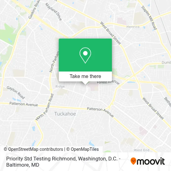 Priority Std Testing Richmond map