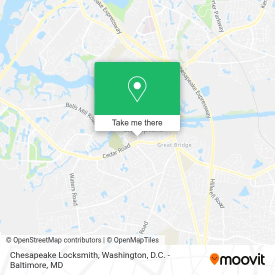Chesapeake Locksmith map